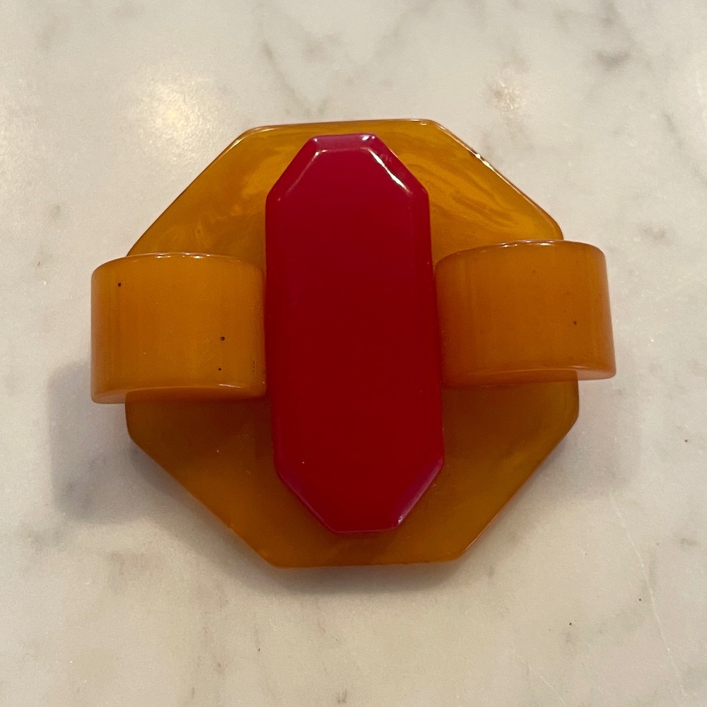 Art Deco Octagonal Bakelite Brooch